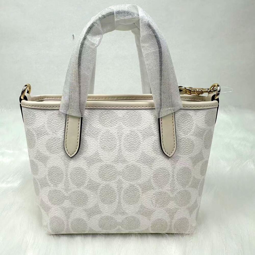 Coach Mini City Tote Bag Crossbody Shoulder Signature Canvas White/Chalk CW032 - Picture 2 of 12